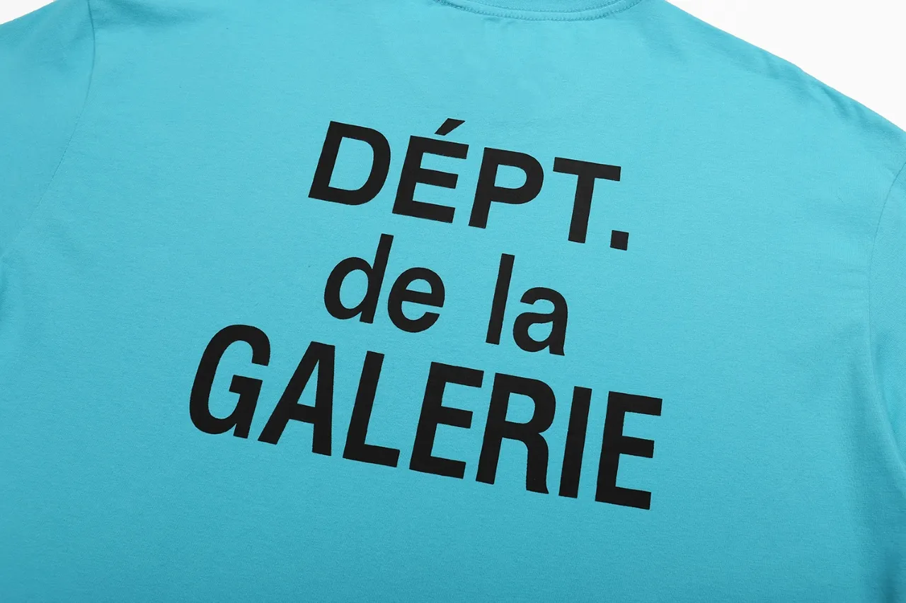 648#Gallery Dept New Classic Basic French Letters LOGO Basic Slogan Round Neck Short Sleeve T-Shirt Pure Cotton Tee Royal Blue Red Lake Blue Apricot Print Blue Apricot Print Black S～XL p90